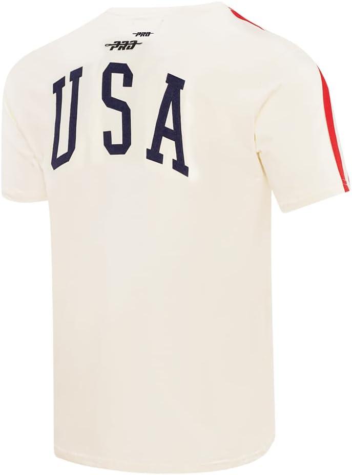 imagePro Standard Mens Ussf USWNT Soccer Classic Chenille Standard Cotton Short Sleeve ShirtEggshell Red