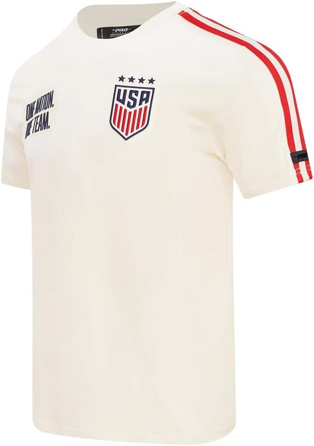 imagePro Standard Mens Ussf USWNT Soccer Classic Chenille Standard Cotton Short Sleeve ShirtEggshell Red
