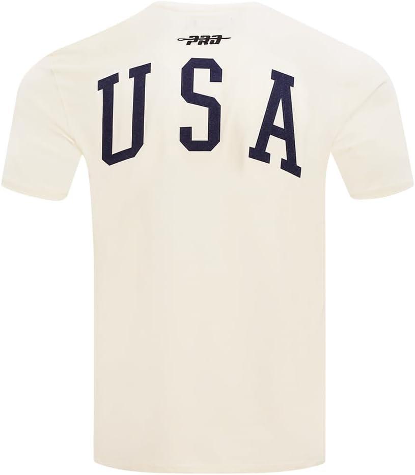 imagePro Standard Mens Ussf USWNT Soccer Classic Chenille Standard Cotton Short Sleeve ShirtEggshell Red