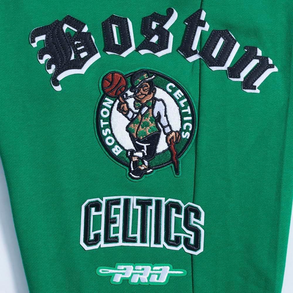 imagePro Standard NBA Mens Mens NBA Old English Brushed Back French Terry SweatpantKelly Green