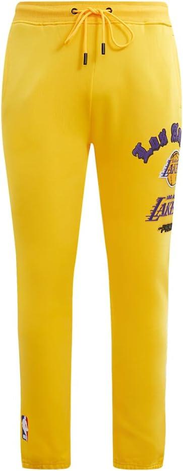 imagePro Standard NBA Mens Mens NBA Old English Brushed Back French Terry SweatpantYellow