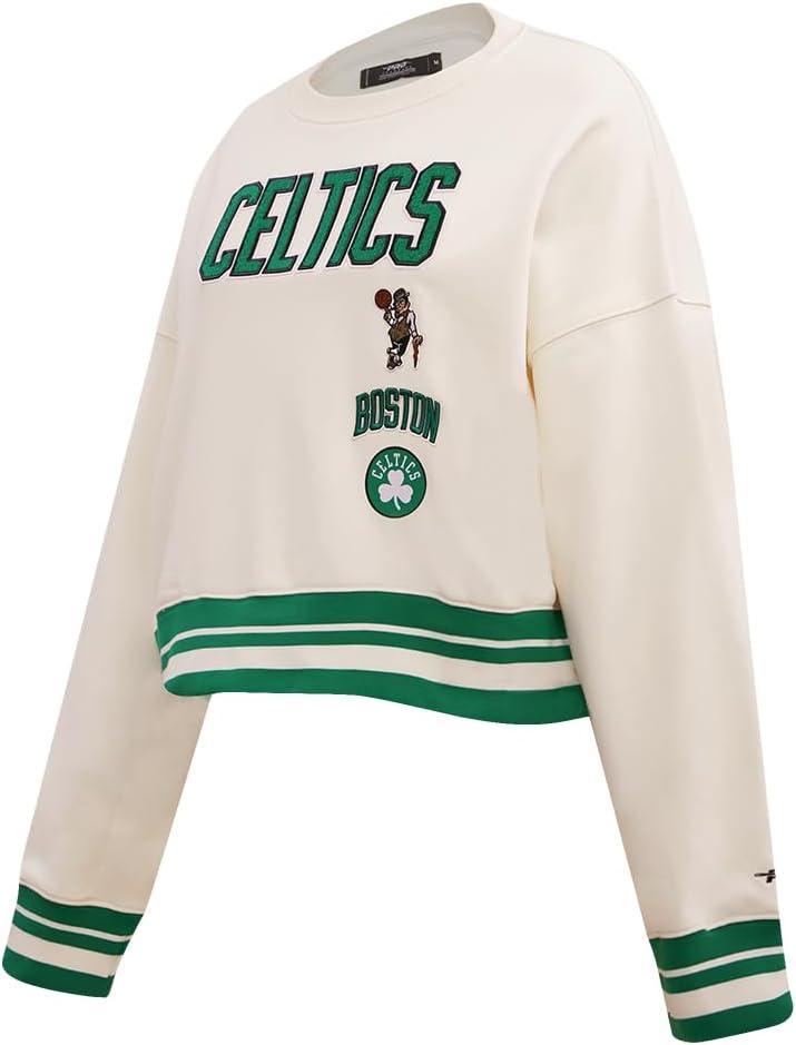 imagePro Standard NBA womens Womens Nba Retro Classics Brushed Back French Terry Crewneck SweatshirtEggshell Kelly Green