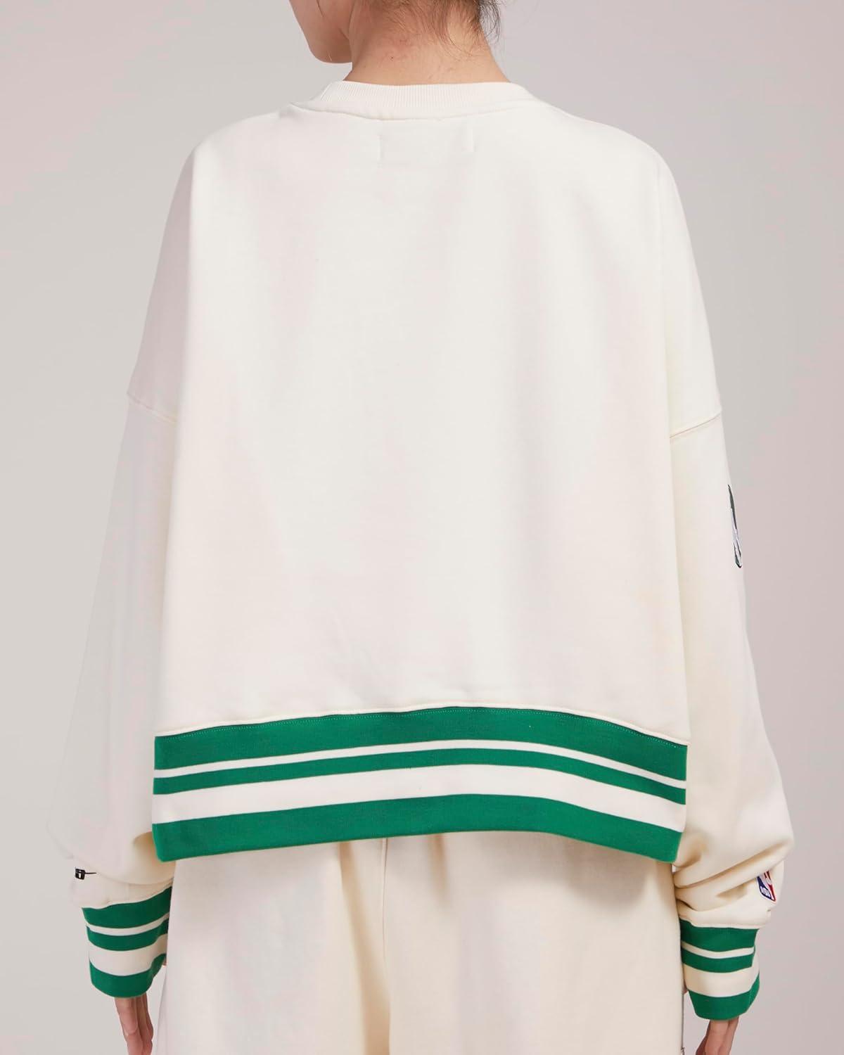 imagePro Standard NBA womens Womens Nba Retro Classics Brushed Back French Terry Crewneck SweatshirtEggshell Kelly Green