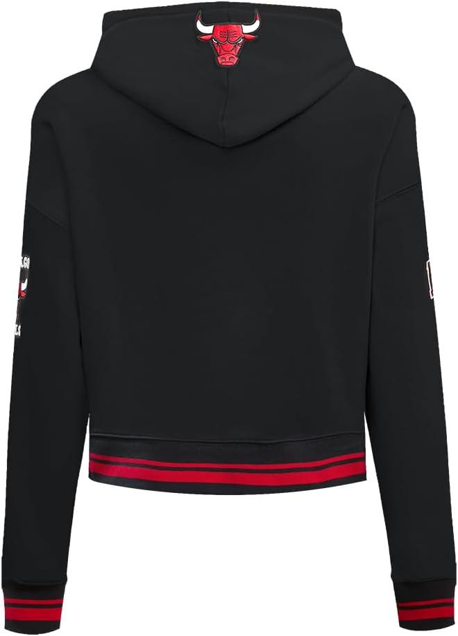 imagePro Standard NBA womens Womens Nba Retro Classics Brushed Back French Terry Cropped Pullover HoodieBlackRed