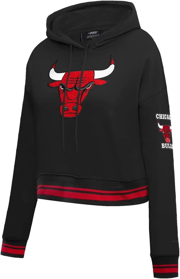 imagePro Standard NBA womens Womens Nba Retro Classics Brushed Back French Terry Cropped Pullover HoodieBlackRed