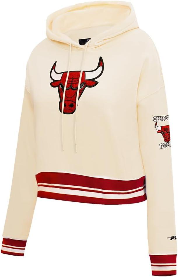 imagePro Standard NBA womens Womens Nba Retro Classics Brushed Back French Terry Cropped Pullover HoodieEggshell Red