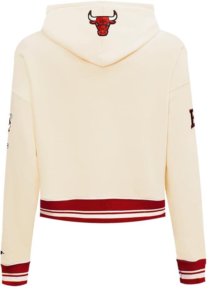 imagePro Standard NBA womens Womens Nba Retro Classics Brushed Back French Terry Cropped Pullover HoodieEggshell Red