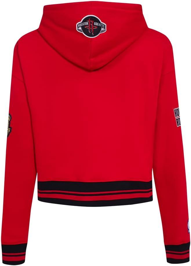 imagePro Standard NBA womens Womens Nba Retro Classics Brushed Back French Terry Cropped Pullover HoodieRedBlack