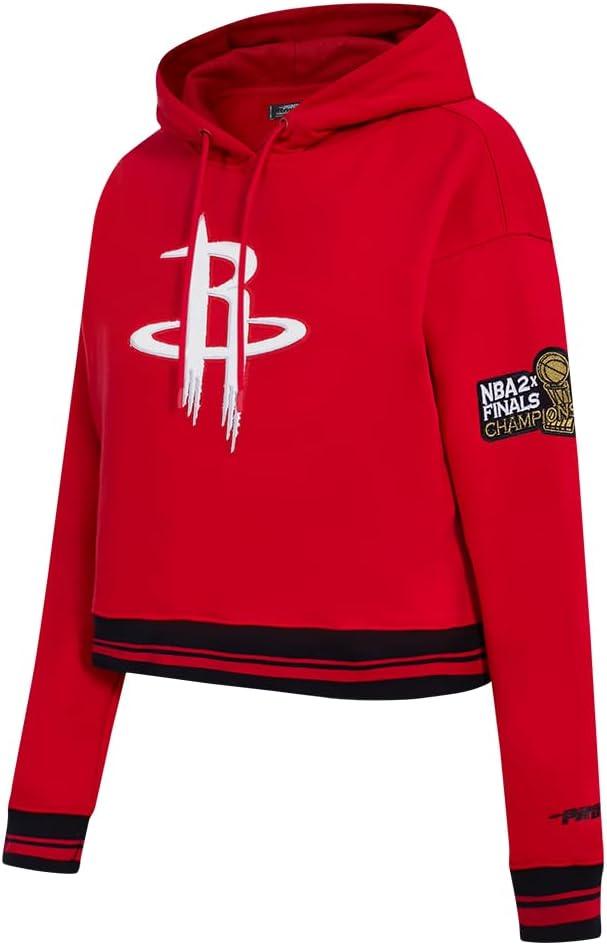 imagePro Standard NBA womens Womens Nba Retro Classics Brushed Back French Terry Cropped Pullover HoodieRedBlack
