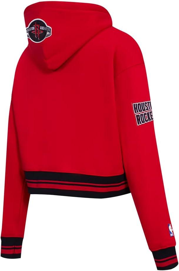 imagePro Standard NBA womens Womens Nba Retro Classics Brushed Back French Terry Cropped Pullover HoodieRedBlack