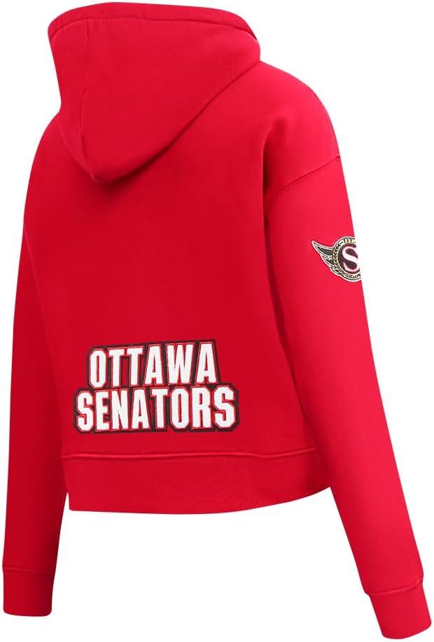 imagePro Standard NHL womens Womens Nhl Classic Chenille Brushed Back French Terry Cropped Pullover HoodieRed