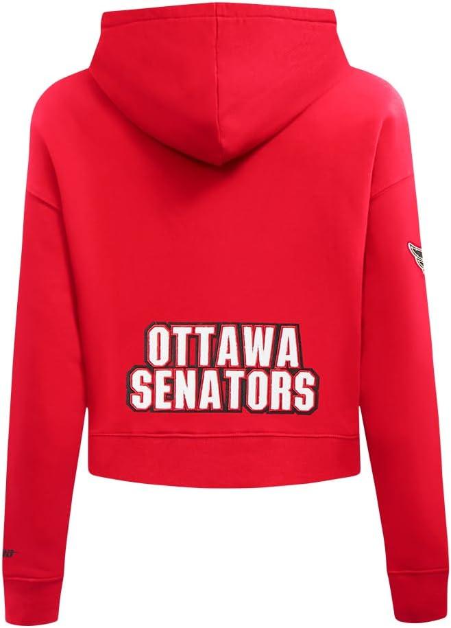 imagePro Standard NHL womens Womens Nhl Classic Chenille Brushed Back French Terry Cropped Pullover HoodieRed