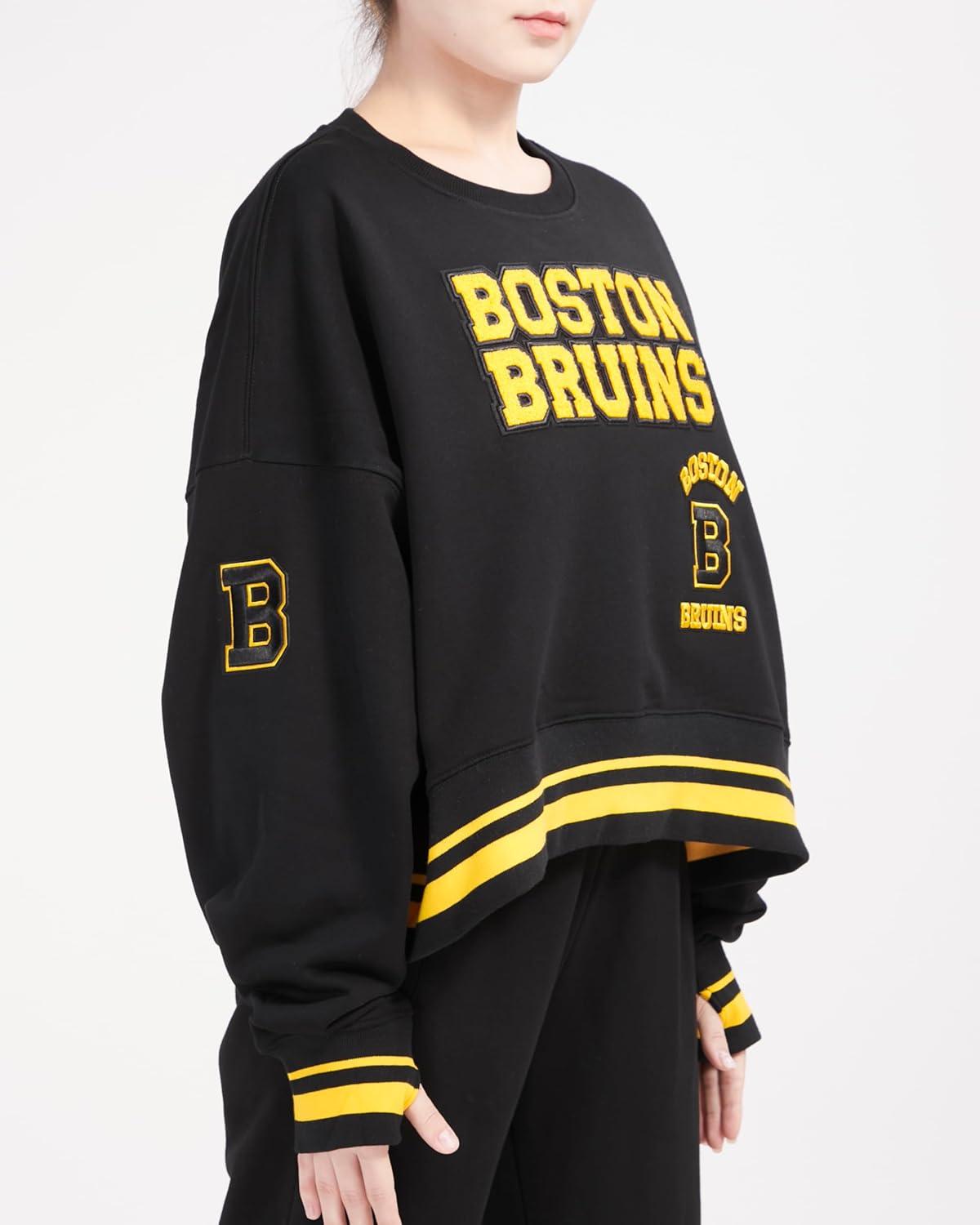 imagePro Standard NHL womens Womens Nhl Retro Classics Brushed Back French Terry Crewneck SweatshirtBlackYellow