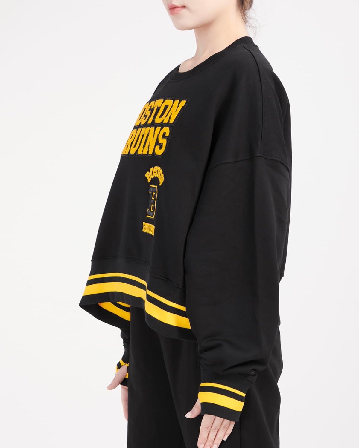 imagePro Standard NHL womens Womens Nhl Retro Classics Brushed Back French Terry Crewneck SweatshirtBlackYellow