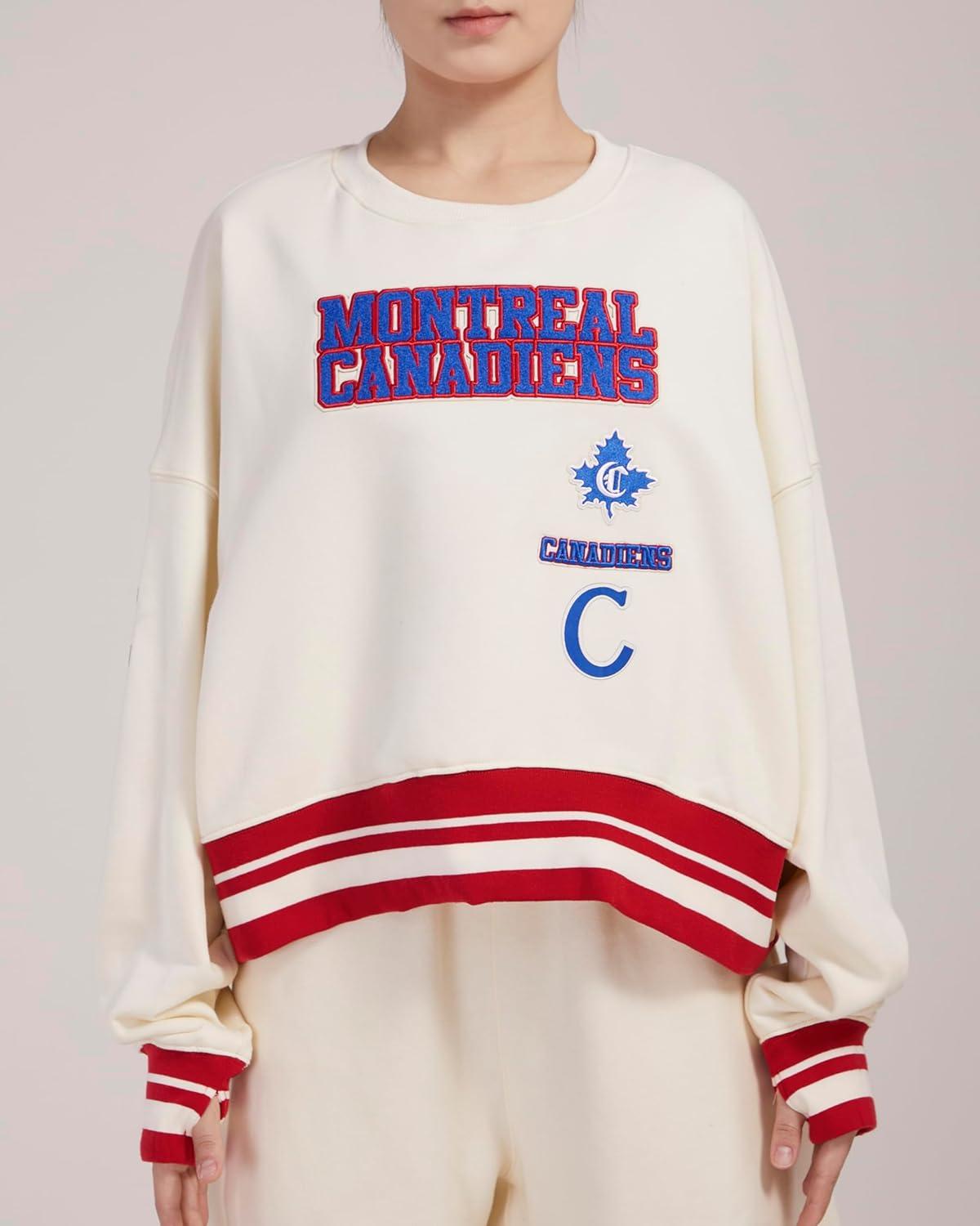 imagePro Standard NHL womens Womens Nhl Retro Classics Brushed Back French Terry Crewneck SweatshirtEggshell Red