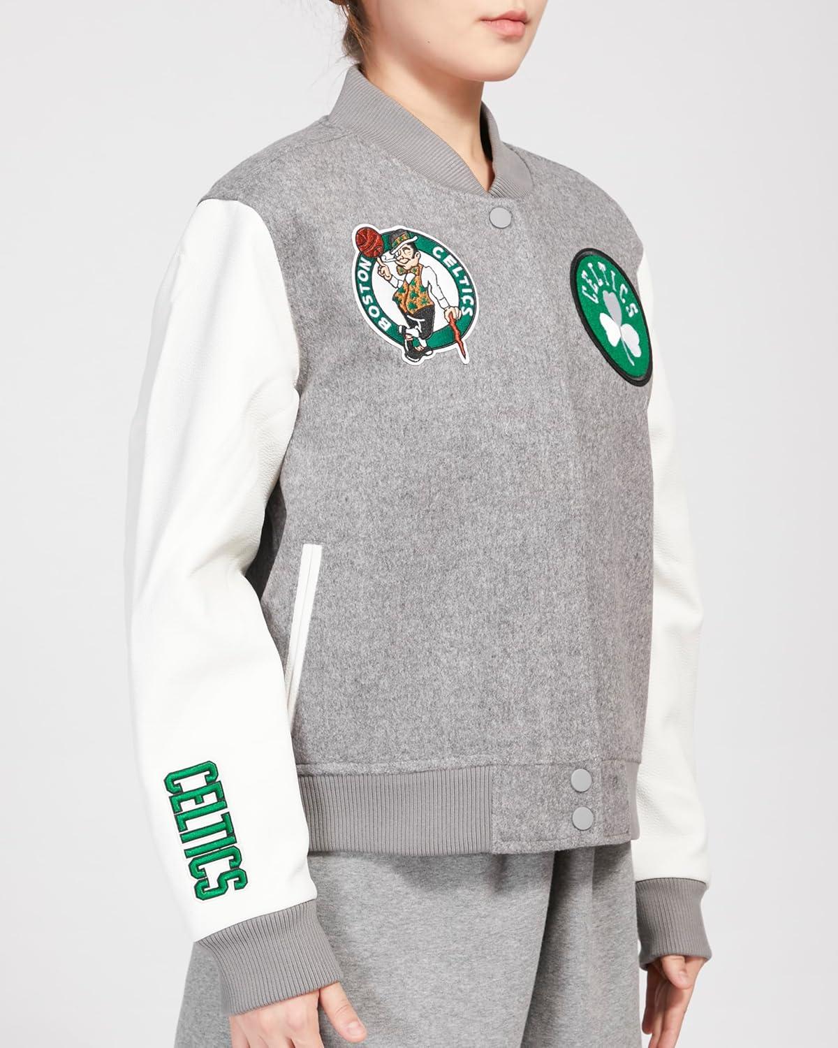 imagePro Standard Womens NBA Classic Chenille Varsity JacketHeather GreyWhite