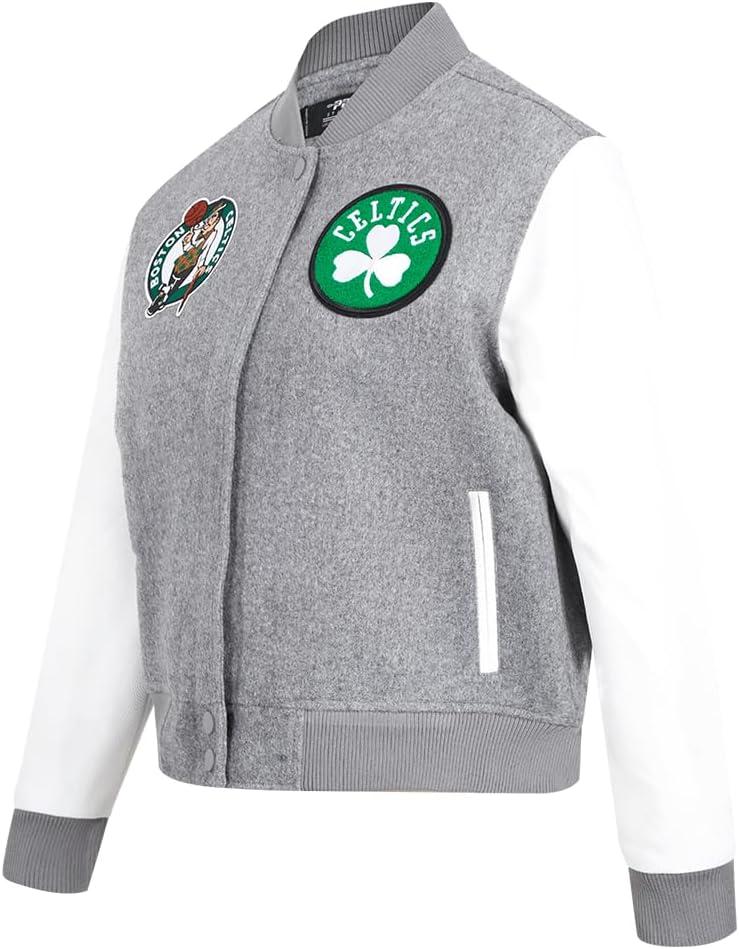 imagePro Standard Womens NBA Classic Chenille Varsity JacketHeather GreyWhite