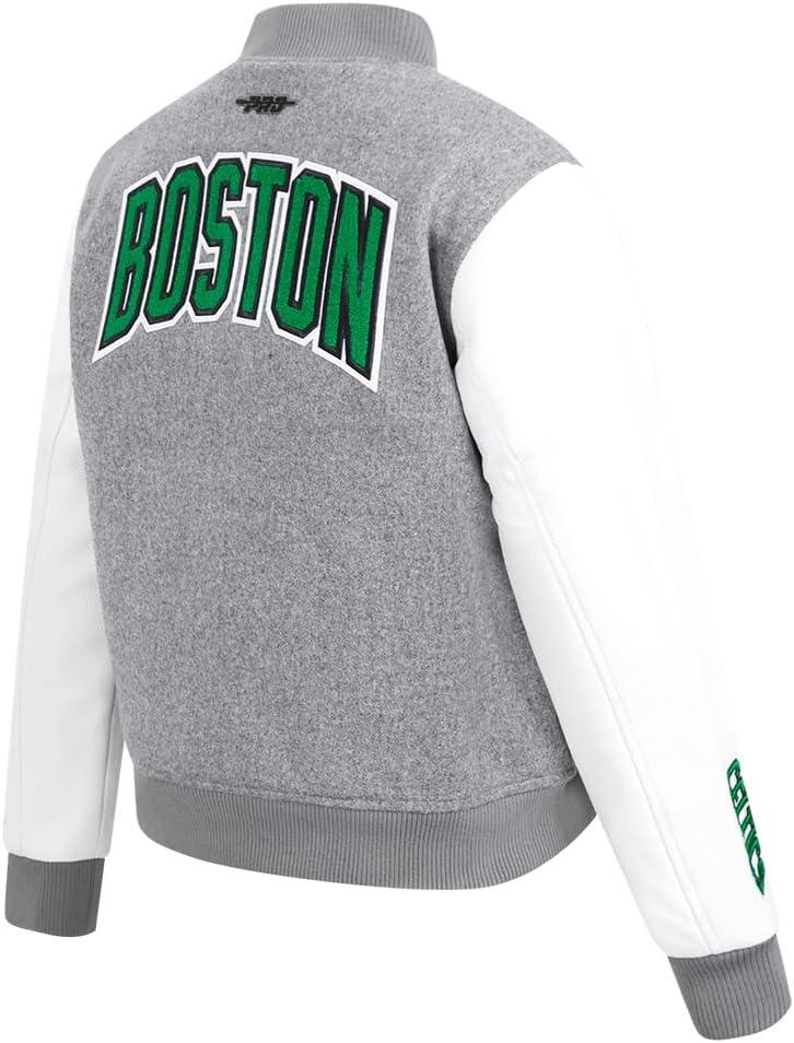 imagePro Standard Womens NBA Classic Chenille Varsity JacketHeather GreyWhite