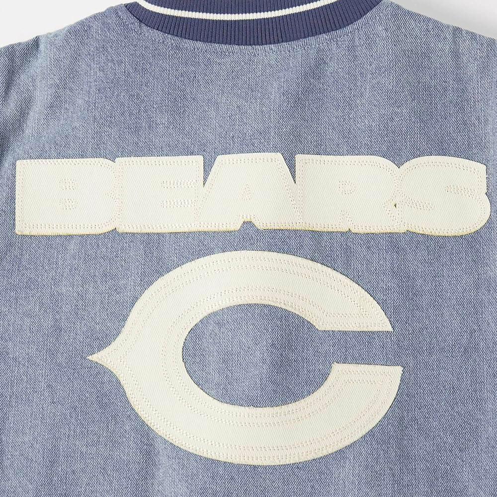 imagePro Standard Womens NFL Chicago Bears Varsity Blues Denim Jacket DenimLinen L