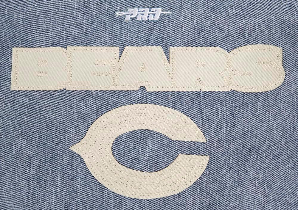 imagePro Standard Womens NFL Chicago Bears Varsity Blues Denim Jacket DenimLinen L