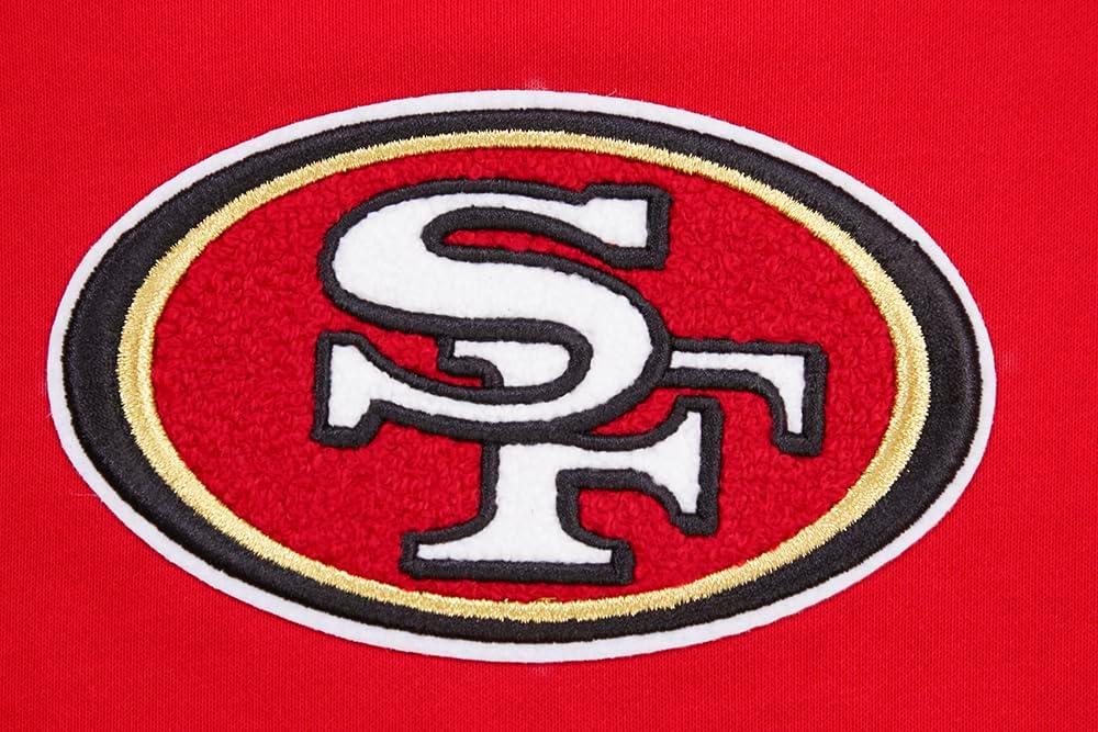 imagePro Standard Womens NFL Classic Chenille Brushed Back French Terry Cropped Pullover HoodieRed