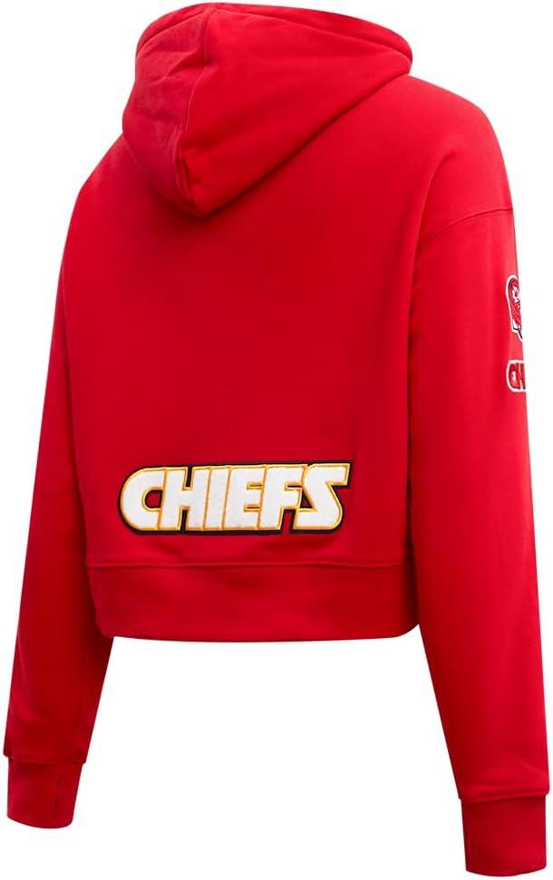 imagePro Standard Womens NFL Classic Chenille Brushed Back French Terry Cropped Pullover HoodieRed
