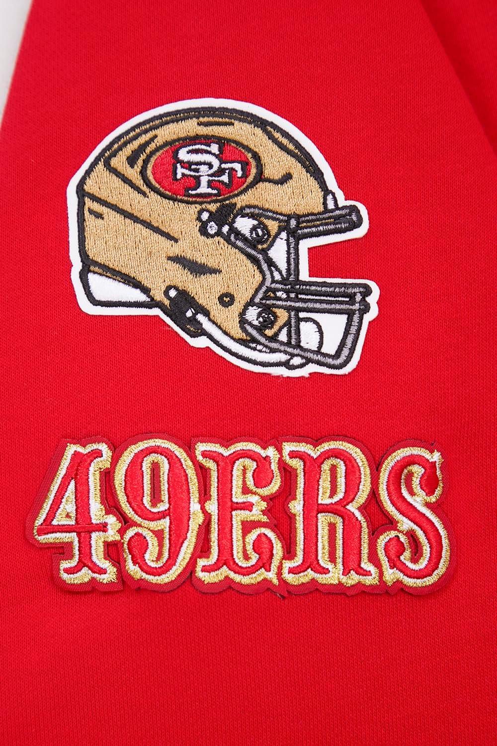 imagePro Standard Womens NFL Classic Chenille Brushed Back French Terry Cropped Pullover HoodieRed