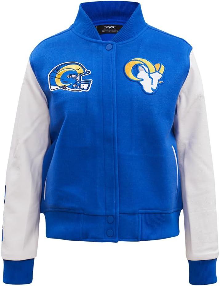 imagePro Standard Womens NFL Classic Chenille Varsity JacketRoyal BlueWhite
