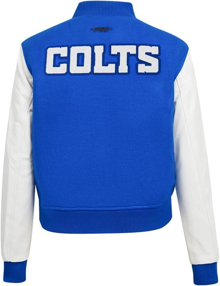 imagePro Standard Womens NFL Classic Chenille Varsity JacketRoyal BlueWhite