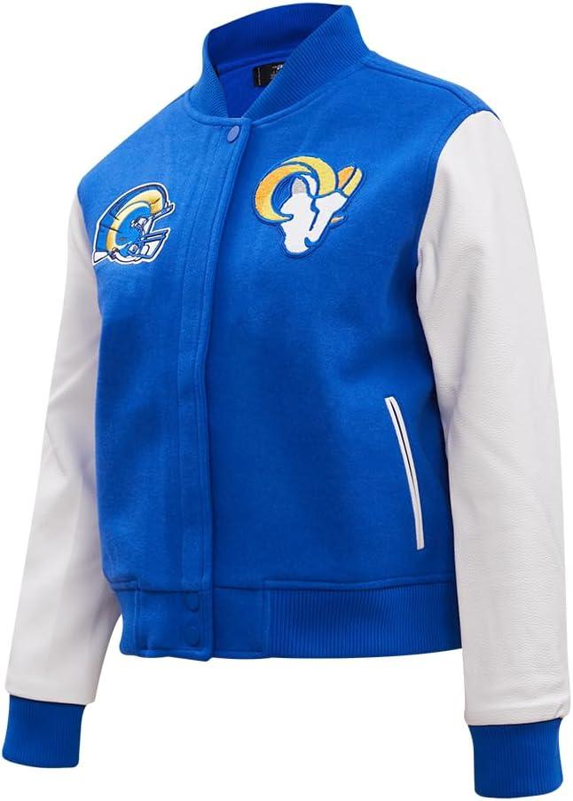 imagePro Standard Womens NFL Classic Chenille Varsity JacketRoyal BlueWhite