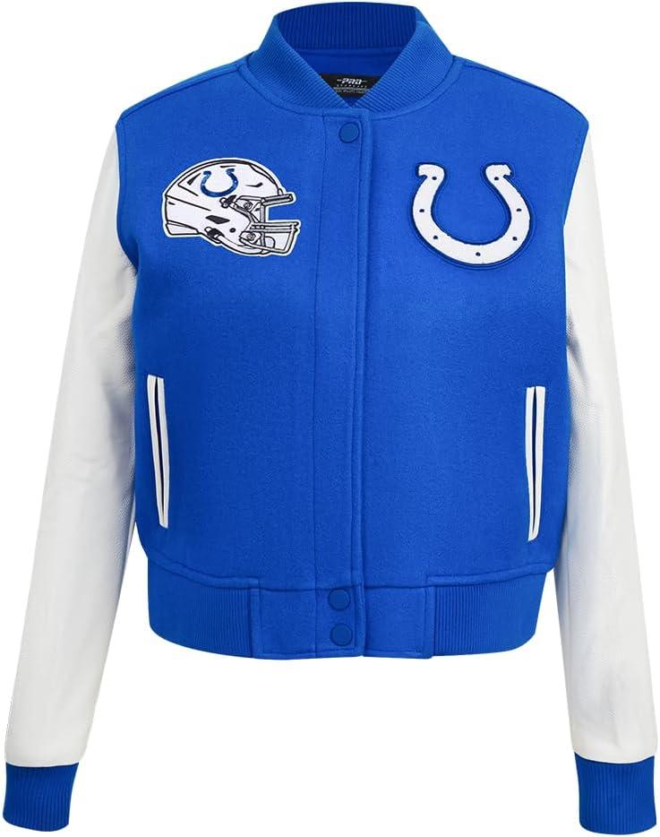 imagePro Standard Womens NFL Classic Chenille Varsity JacketRoyal BlueWhite