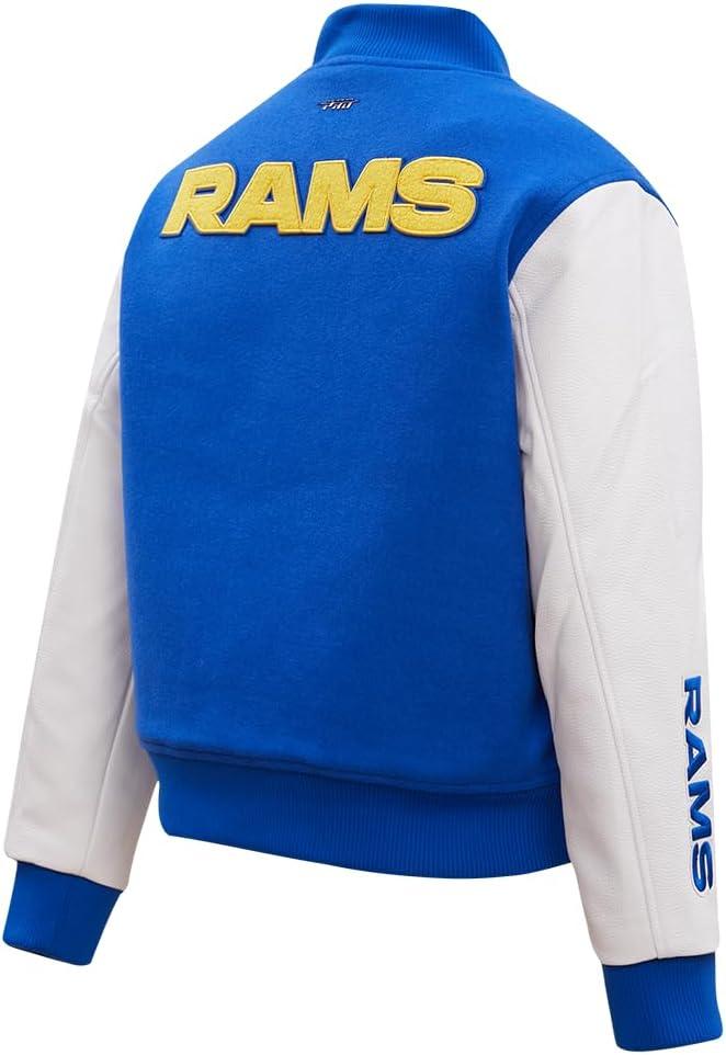 imagePro Standard Womens NFL Classic Chenille Varsity JacketRoyal BlueWhite