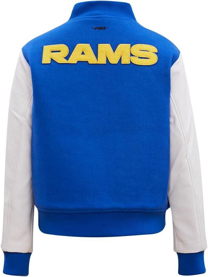 imagePro Standard Womens NFL Classic Chenille Varsity JacketRoyal BlueWhite