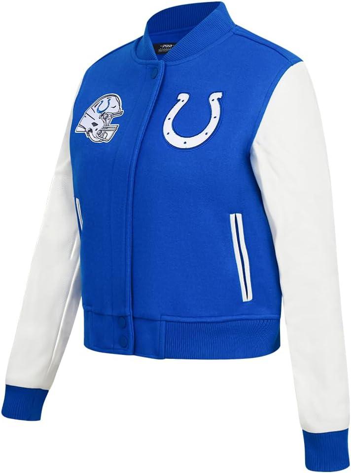 imagePro Standard Womens NFL Classic Chenille Varsity JacketRoyal BlueWhite