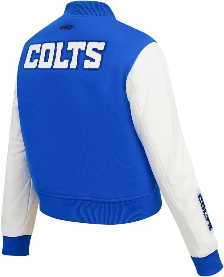 imagePro Standard Womens NFL Classic Chenille Varsity JacketRoyal BlueWhite