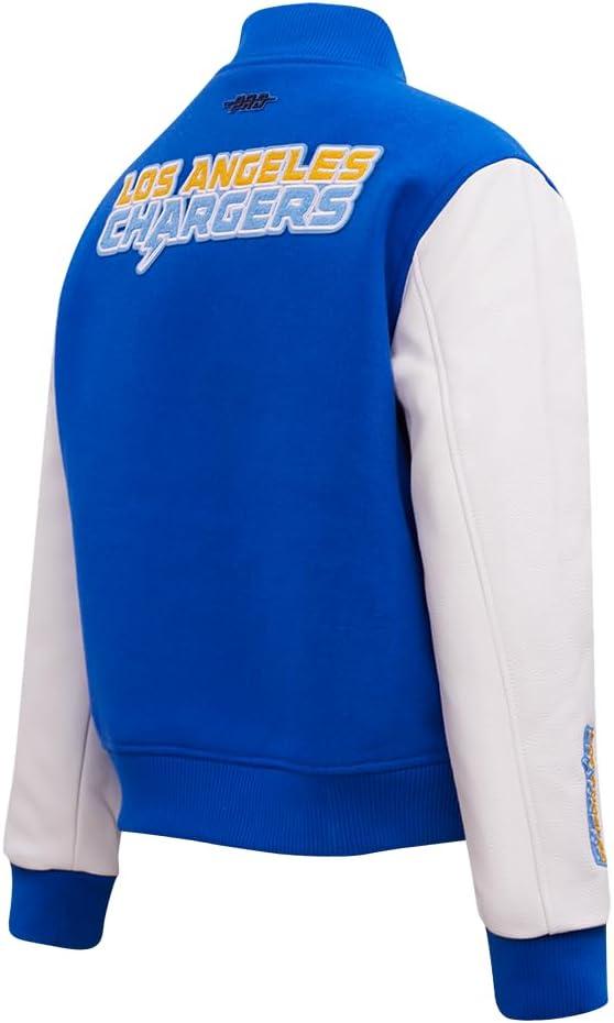 imagePro Standard Womens NFL Classic Chenille Varsity JacketRoyal BlueWhite