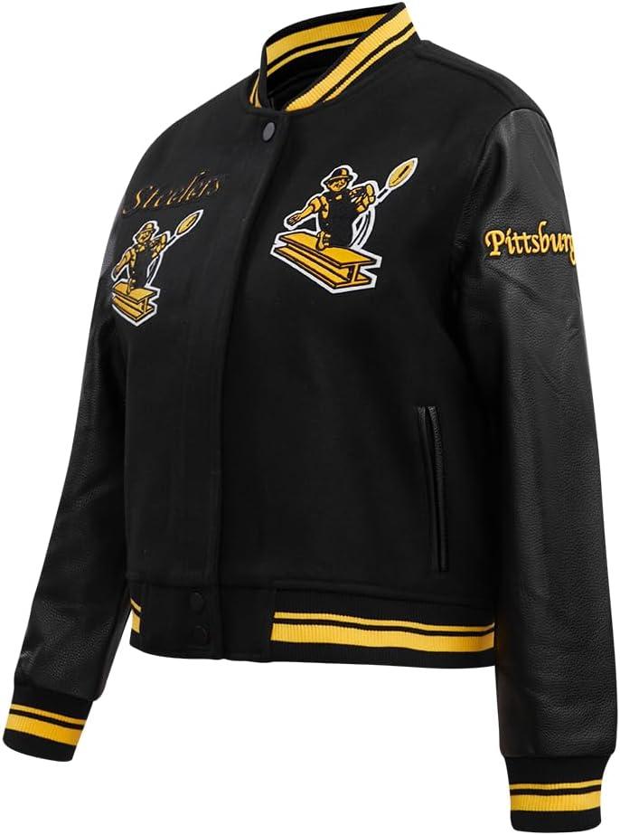 imagePro Standard Womens NFL Pittsburgh Steelers Retro Classics Varsity Jacket BlackYellow XS