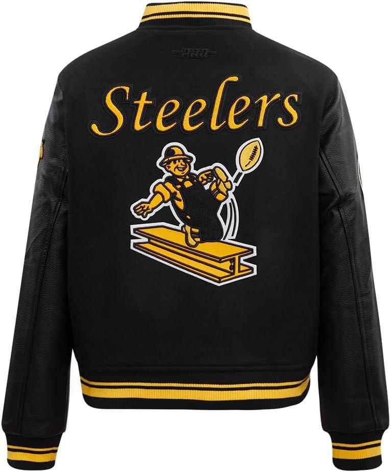 imagePro Standard Womens NFL Pittsburgh Steelers Retro Classics Varsity Jacket BlackYellow XS