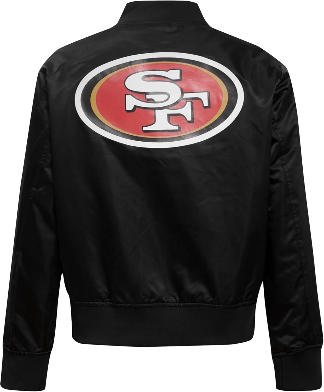 imagePro Standard Womens NFL San Francisco 49ers Classic Chenille Satin Jacket Black M