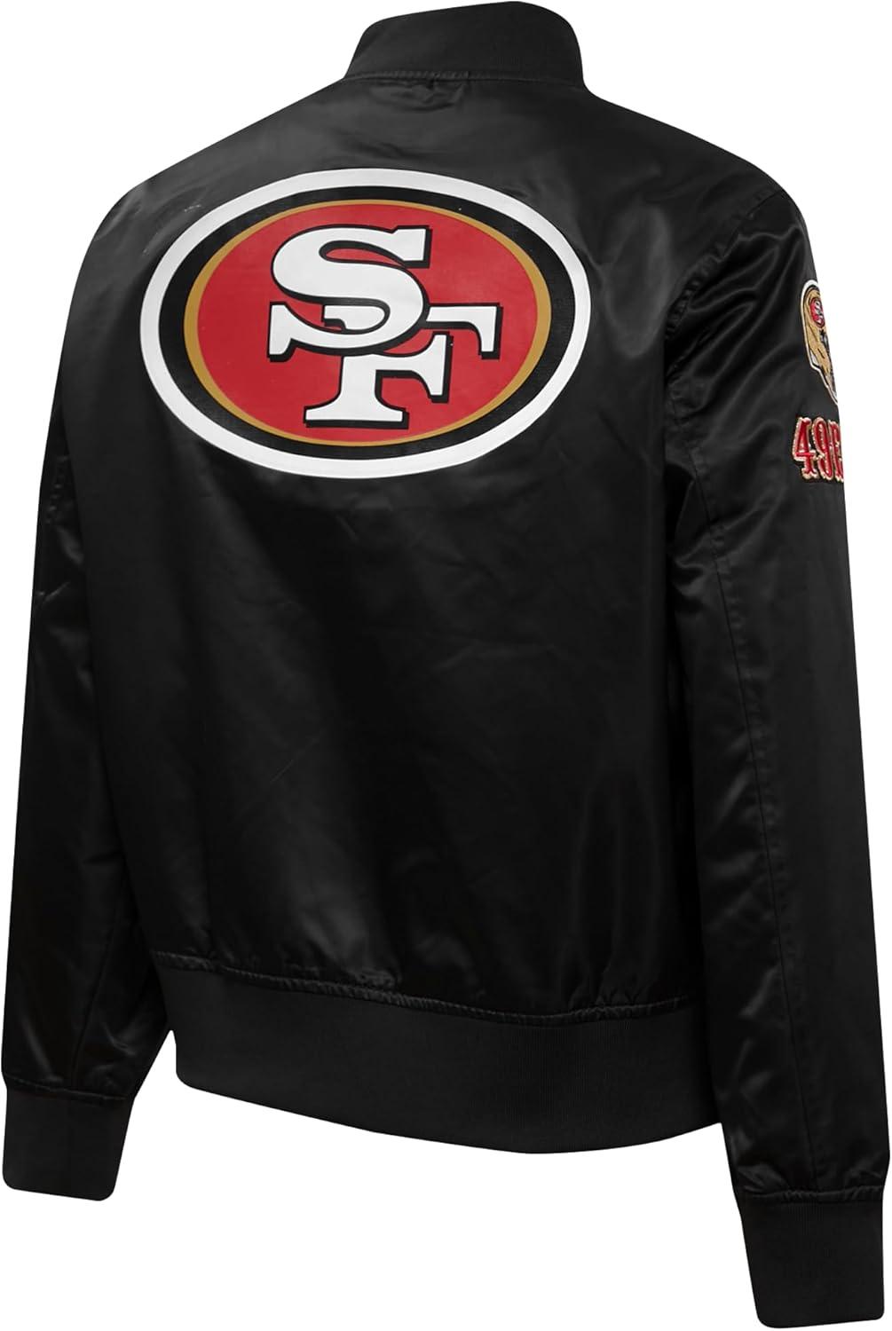imagePro Standard Womens NFL San Francisco 49ers Classic Chenille Satin Jacket Black M