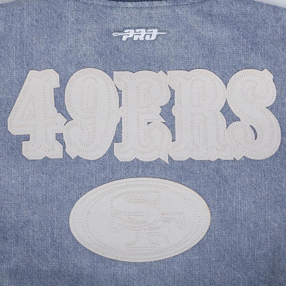 imagePro Standard Womens NFL San Francisco 49ers Varsity Blues Denim Jacket DenimLinen L