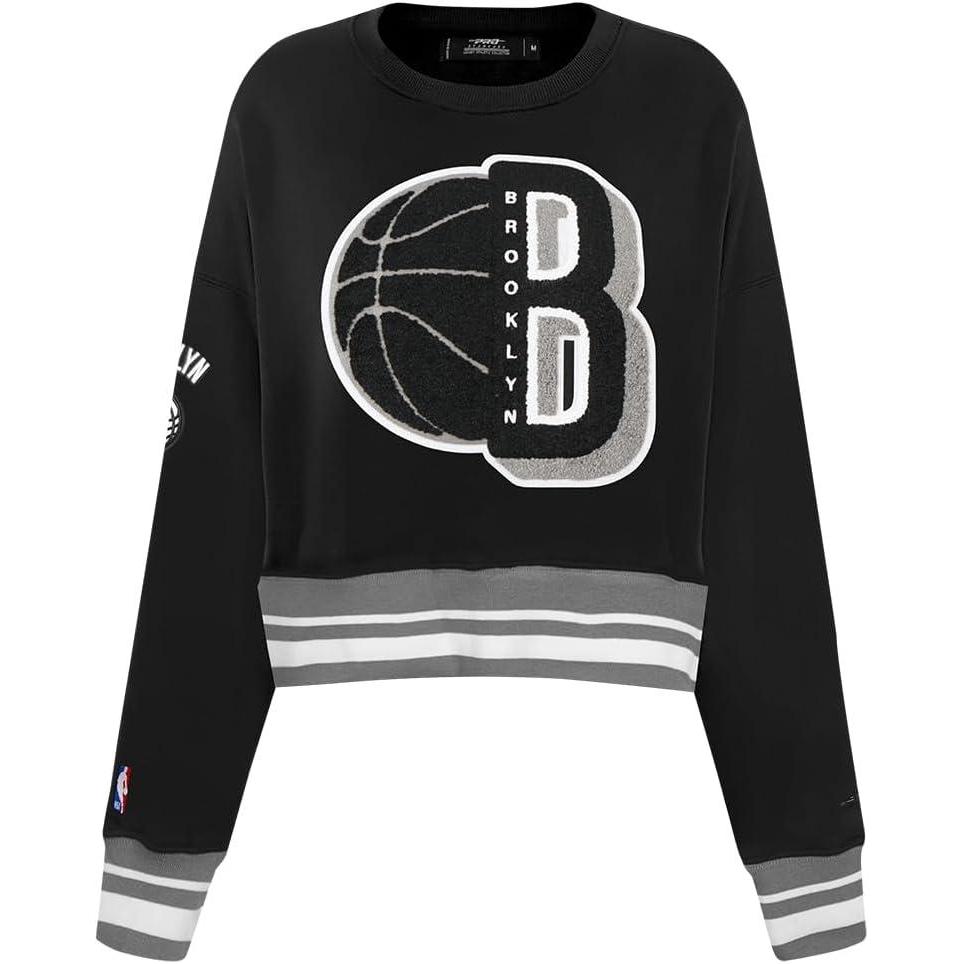 imagePRO STANDARD Womens NBA Mash Up Brushed Back French Terry Crewneck SweatshirtBlackGray
