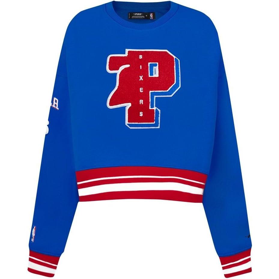 imagePRO STANDARD Womens NBA Mash Up Brushed Back French Terry Crewneck SweatshirtRoyal BlueRed