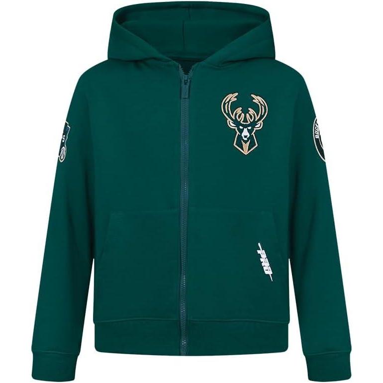 imagePro Standard Big Boys NBA Classic Chenille Fleece Full Zip HoodieForest Green