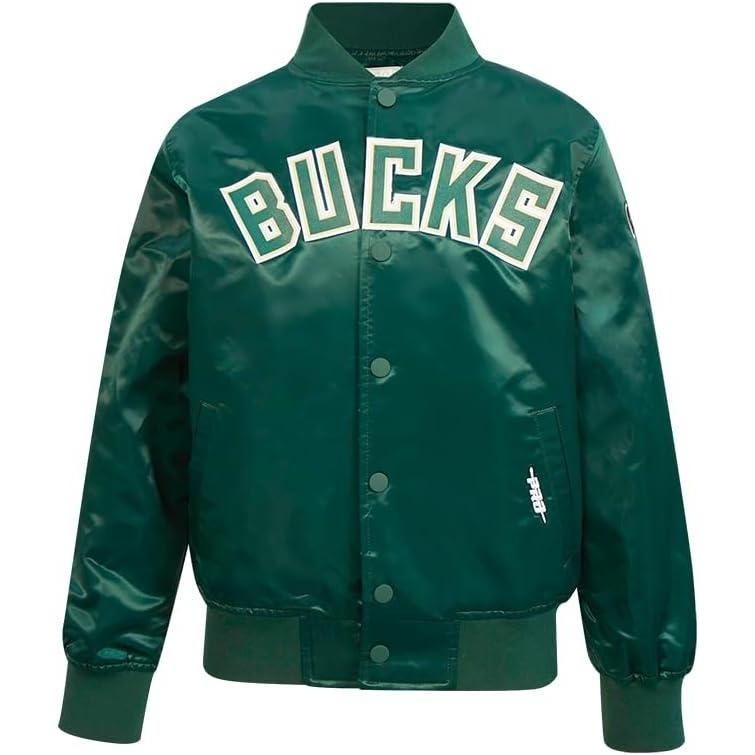 imagePro Standard Big Kids NBA Classic Chenille Satin JacketForest Green