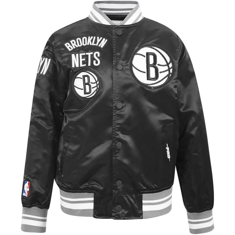 imagePro Standard Big Kids NBA Retro Classics Satin JacketBlackGray