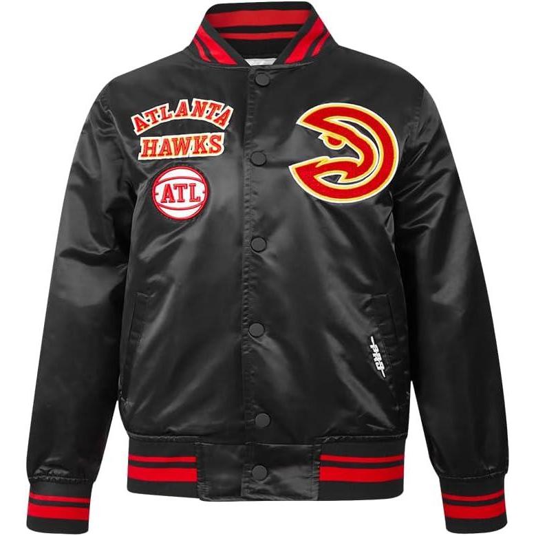 imagePro Standard Big Kids NBA Retro Classics Satin JacketBlackRedBlack