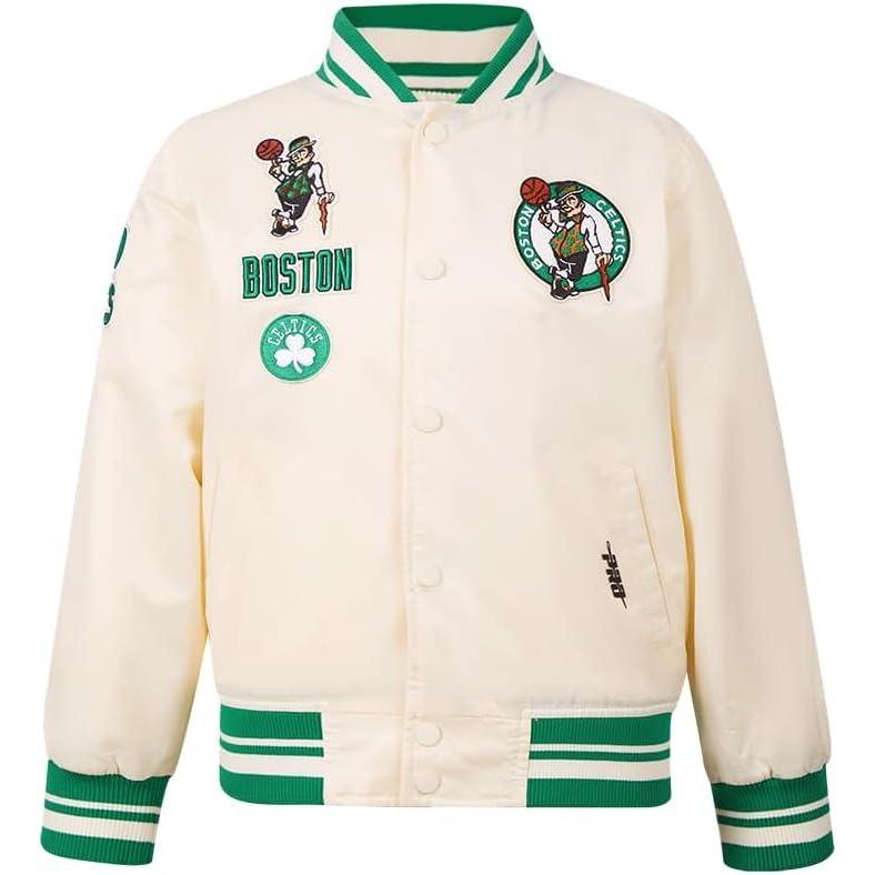 imagePro Standard Big Kids NBA Retro Classics Satin JacketEggshell Kelly Green