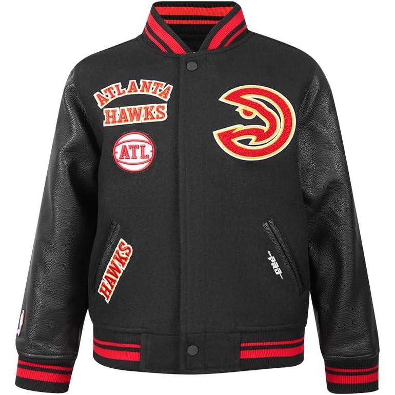 imagePro Standard Big Kids NBA Retro Classics Varsity JacketBlackRedBlack