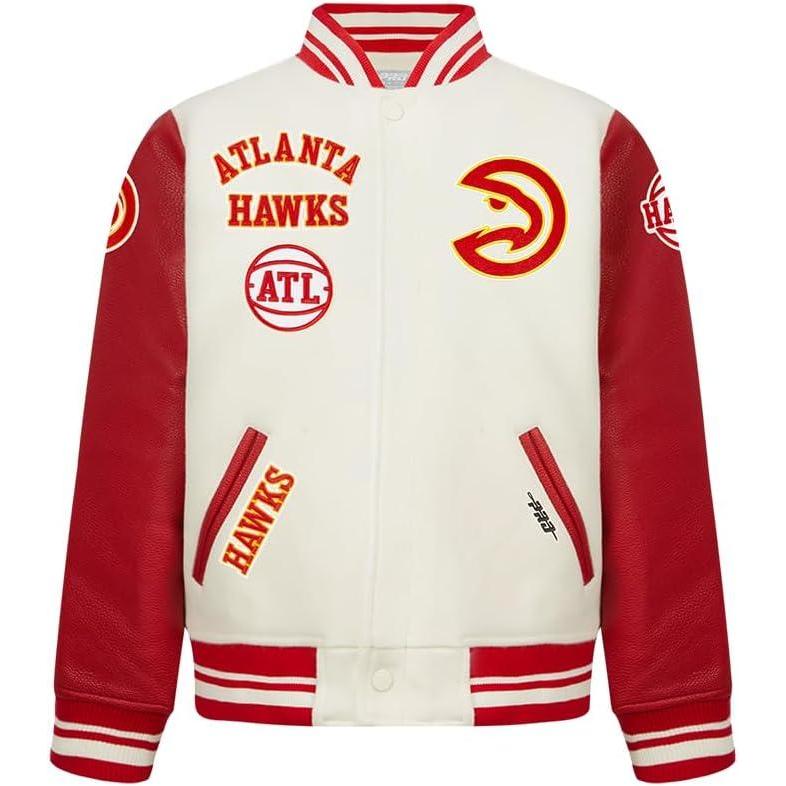 imagePro Standard Big Kids NBA Retro Classics Varsity JacketEggshell Red